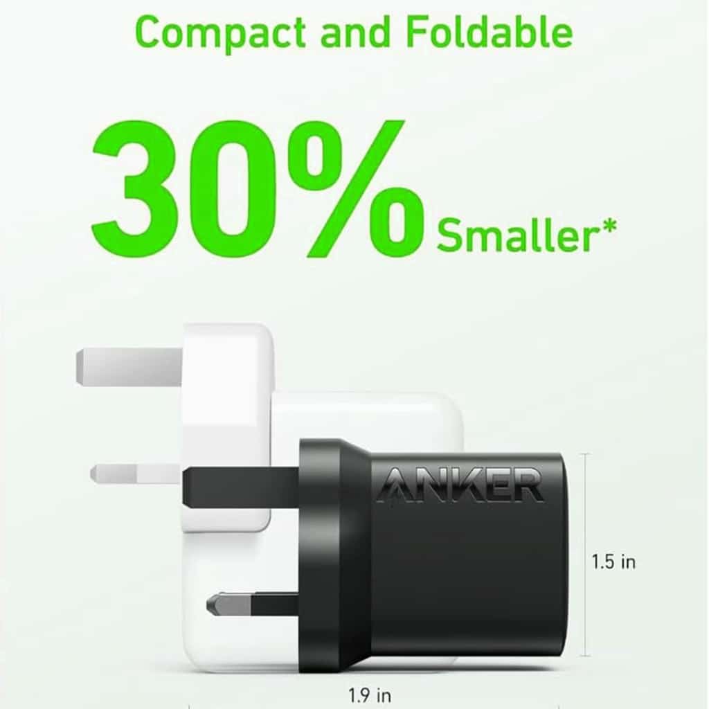 Anker 312 Charger (30W) PD Compatible With Apple and Samsung Devices- Black
