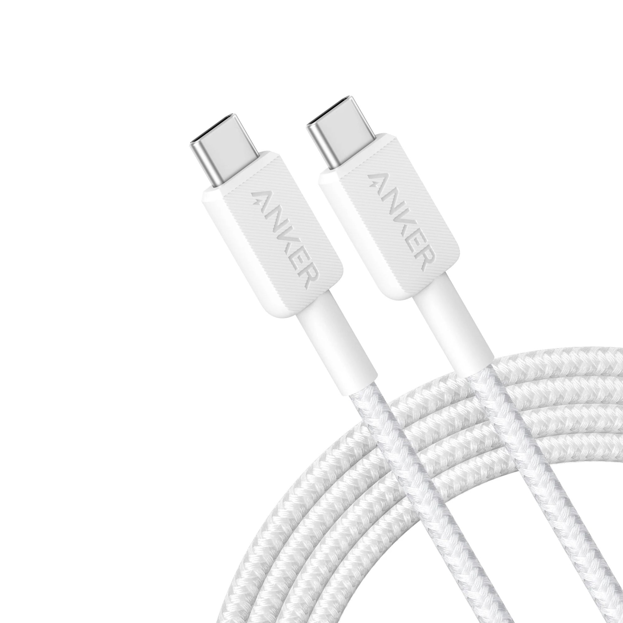 Anker 322 USB-C to USB-C Cable 60W (6ft/1.8m Braided)  – White