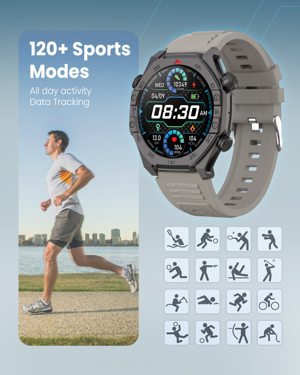 Moxedo Revolt Smartwatch  Power, Performance, and Precision for Men - Titanium