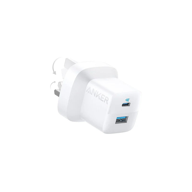 شاحن Anker 323 بقوة 33 وات مع كابل 310 USB-C TO Lightning (33 وات، 3 أقدام) - أبيض 