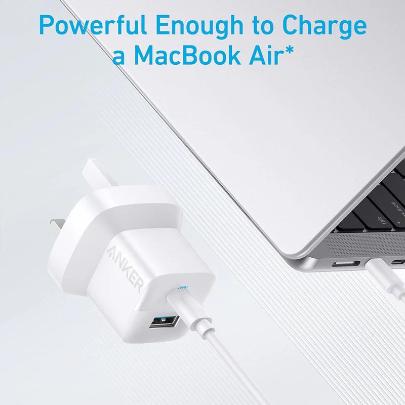 شاحن Anker 323 بقوة 33 وات مع كابل 310 USB-C TO Lightning (33 وات، 3 أقدام) - أبيض 