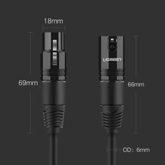 UGREEN AV130 XLR female to XLR male cable 2m - Black