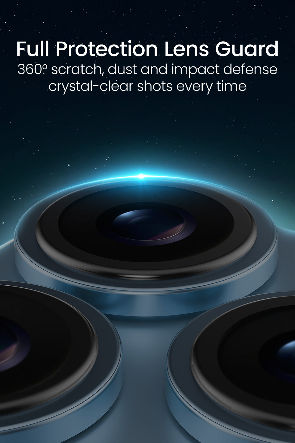 Moxedo Camera Lens Protector for iPhone 17 Pro 6.3”/ iPhone 17 Pro Max 6.9” 9H Tempered Glass Aluminum Alloy Individual Ring Camera Lens Cover Protector with Easy Installation Tool– Blue