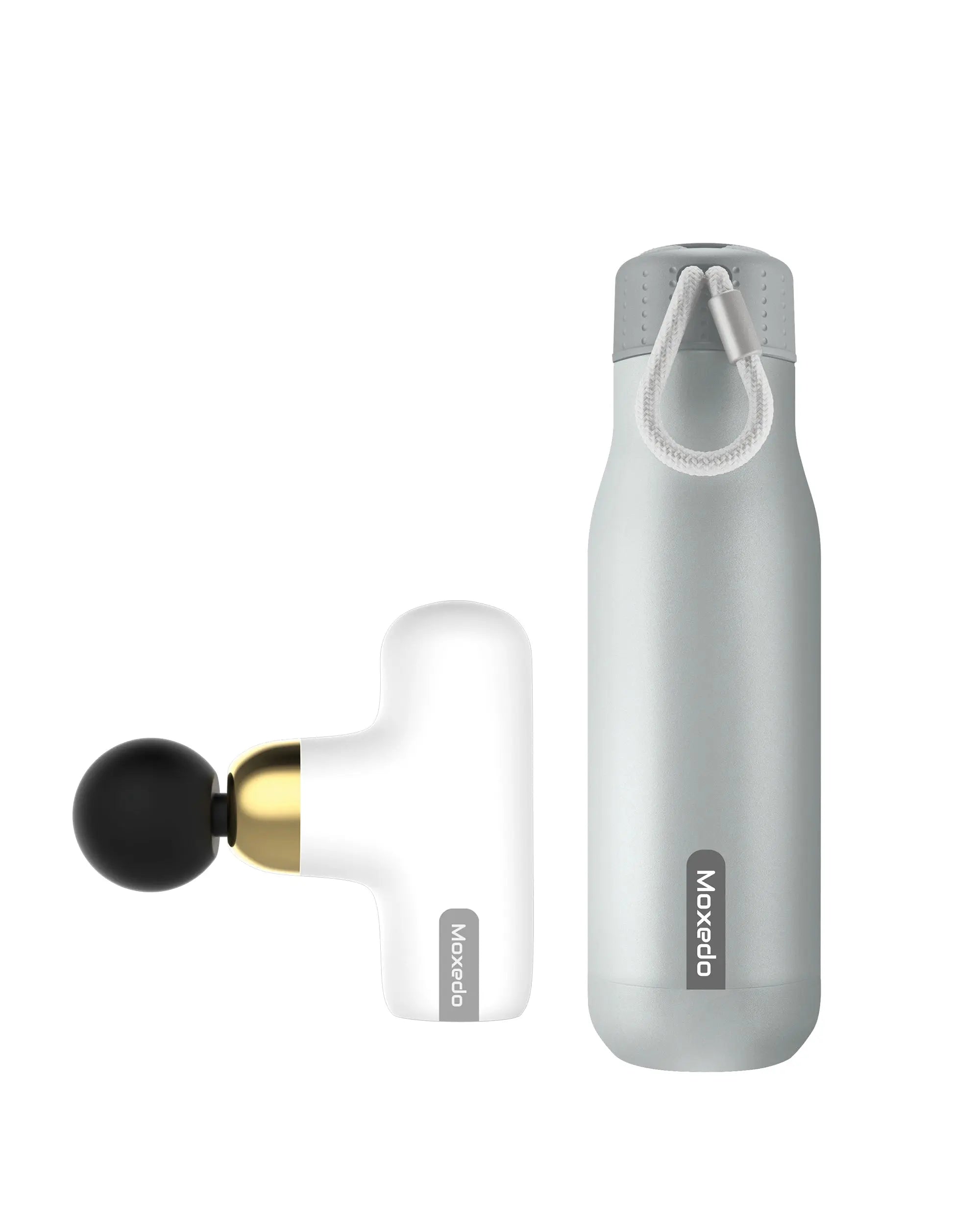 Moxedo Booster Combo - White Muscle Massager + Silver Stainless Steel Vaccum Flask - Offer MSG011WH/VAC011SLV TECHVERGE