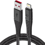 Moxedo Velox Nylon USB-A إلى Lightning كابل مجدول للشحن السريع ومزامنة البيانات 1.2 متر - أسود