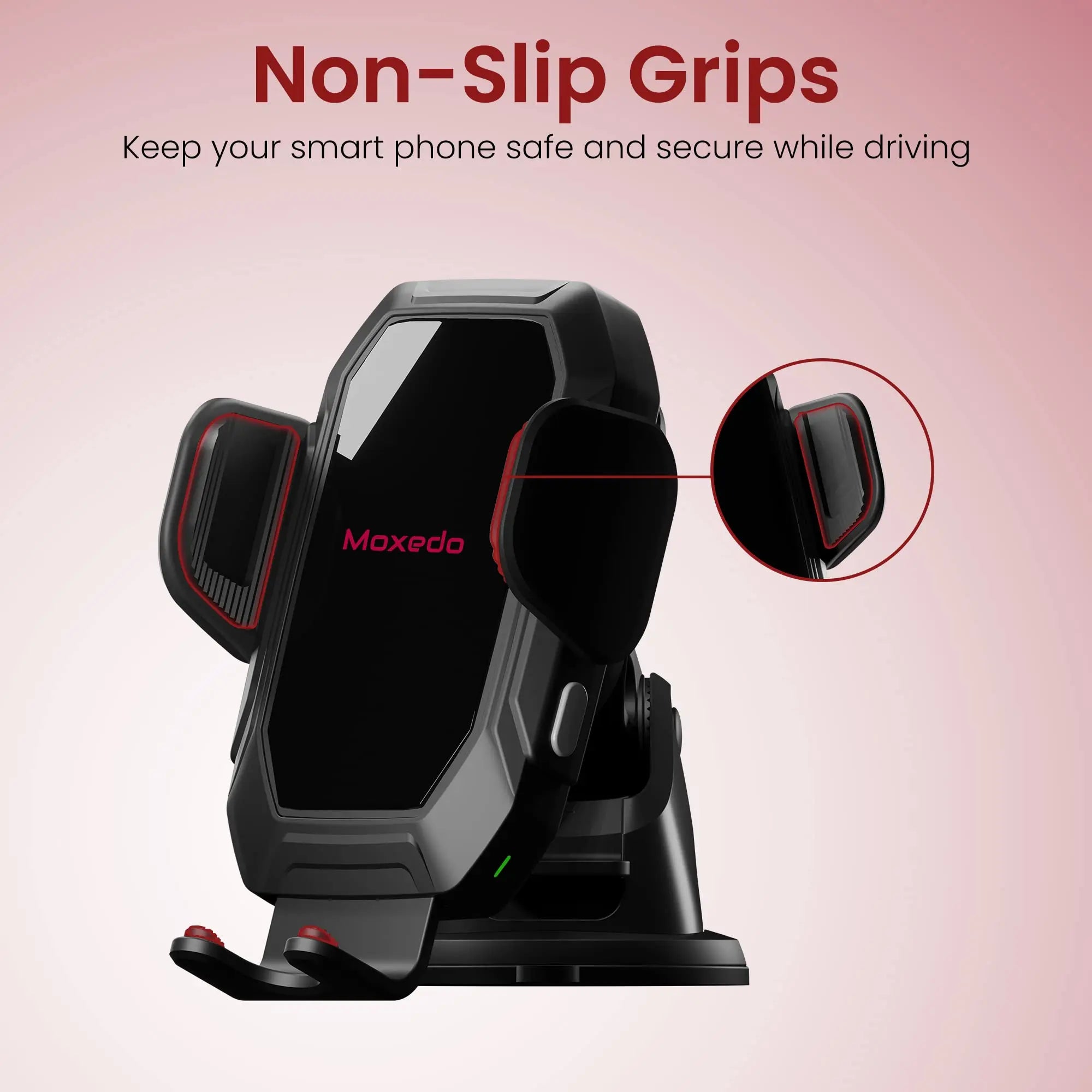 Moxedo 15W Wireless Phone Holder with Car Charger Qi Auto Sensor Windshield/Dashboard/Air Vent