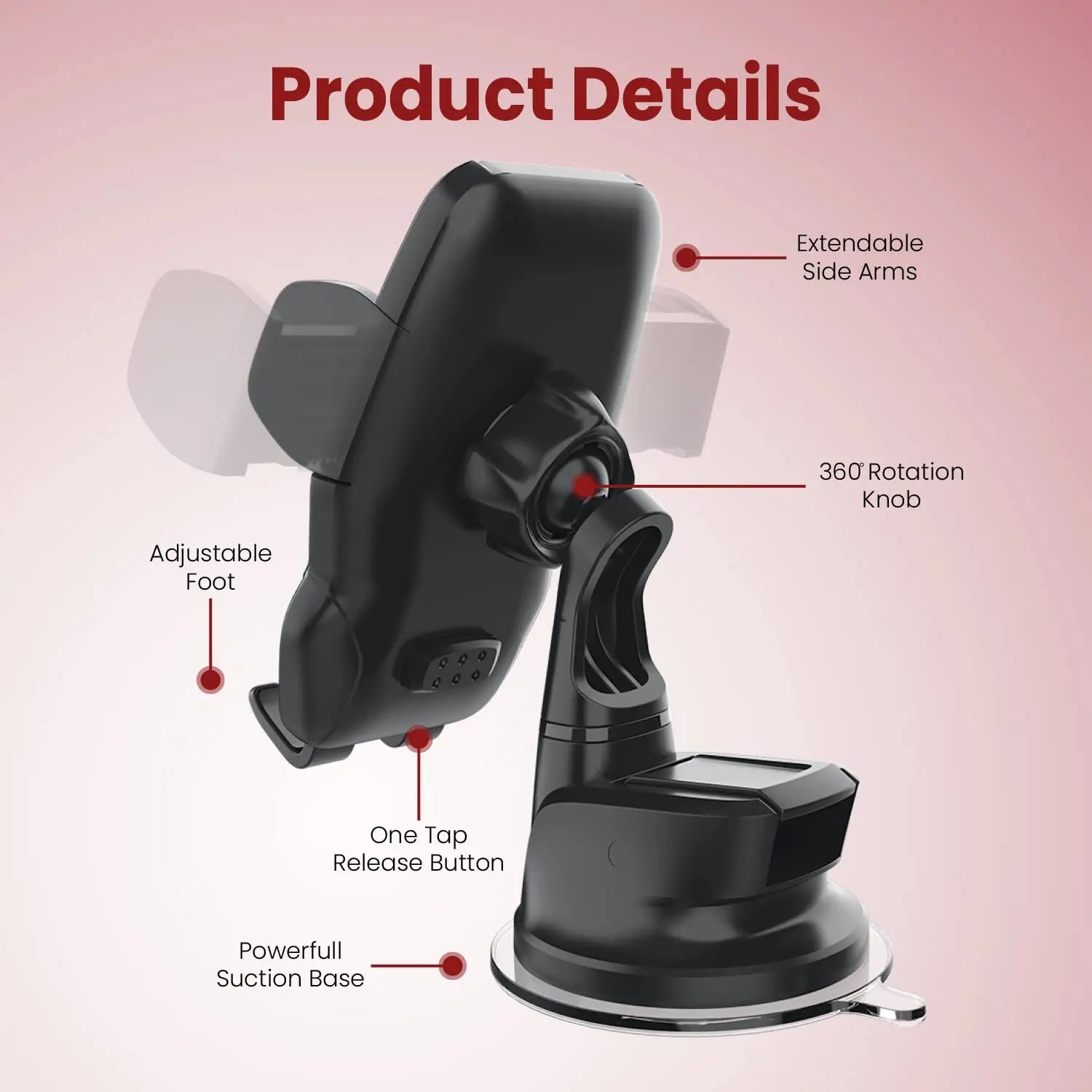 Moxedo Magnetic Car Mount Phone Holder for Car Dashboard/Windshield Suction Base Adjustable 360 Degree Rotation