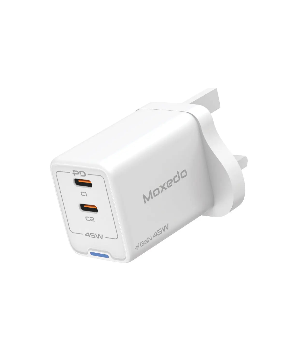 Moxedo Volton Pro PD GaN Charger 45W PD 3.0 with Dual USB-C Ports Adapter Wall Charger for iPhone, Samsung, Huawei and More Moxedo