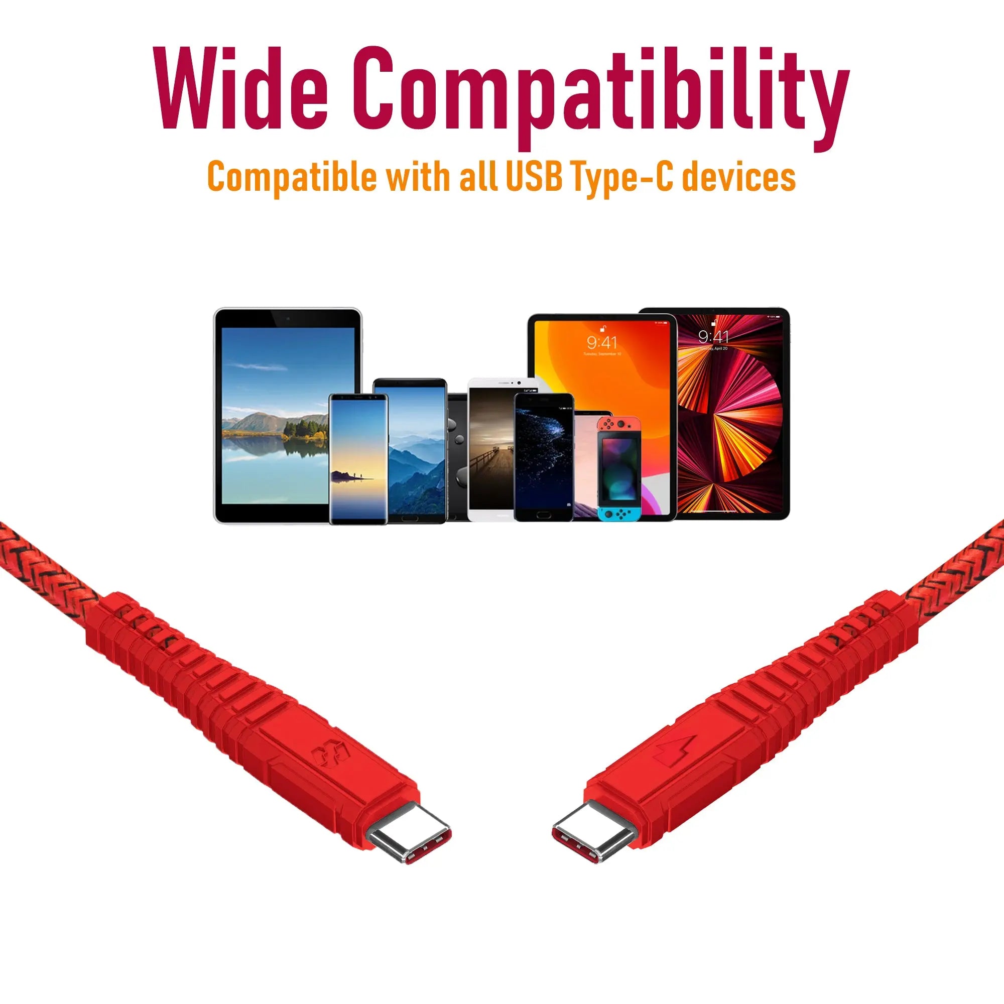 Moxedo Velox Nylon Braided Cable USB-C to USB-C Cable Fast Charge & Data Syn 1.2m - Red