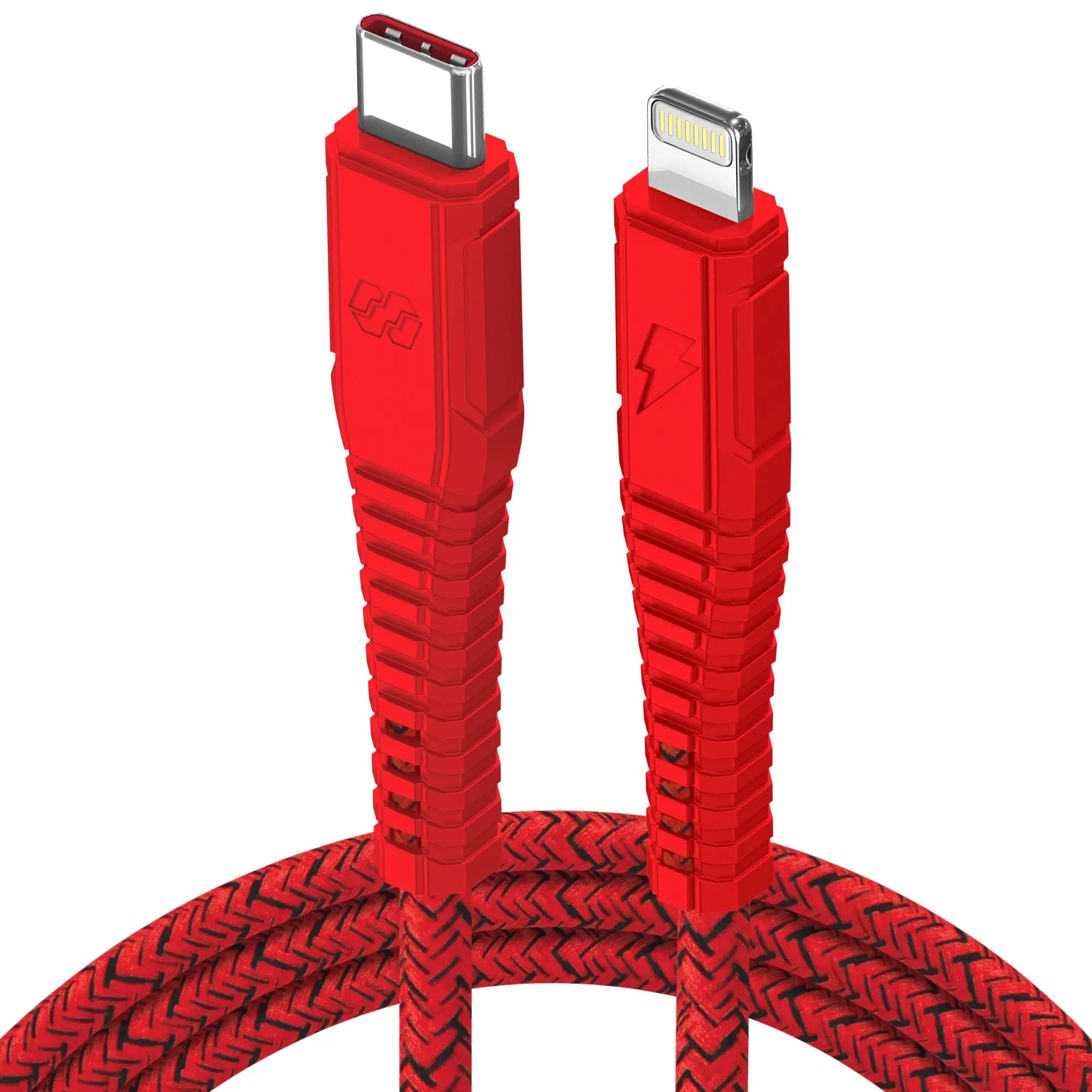 Moxedo Velox Nylon USB-C to Lightning Fast Charge & Data Sync Braided Cable 1.2m - Red