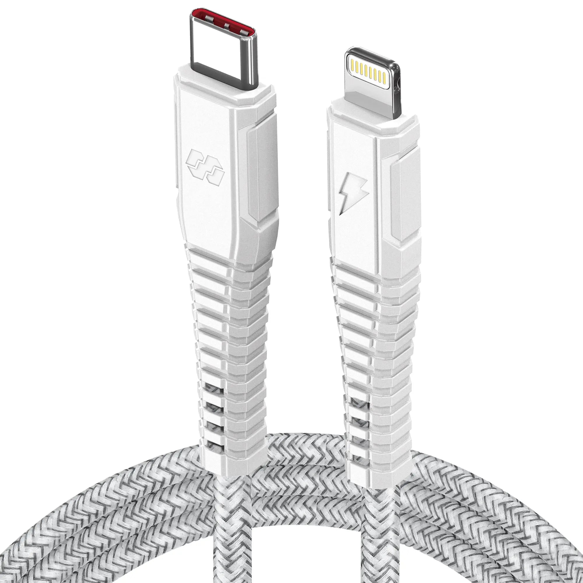 Moxedo Velox Nylon USB-C to Lightning Fast Charge & Data Sync Braided Cable 1.2m - White