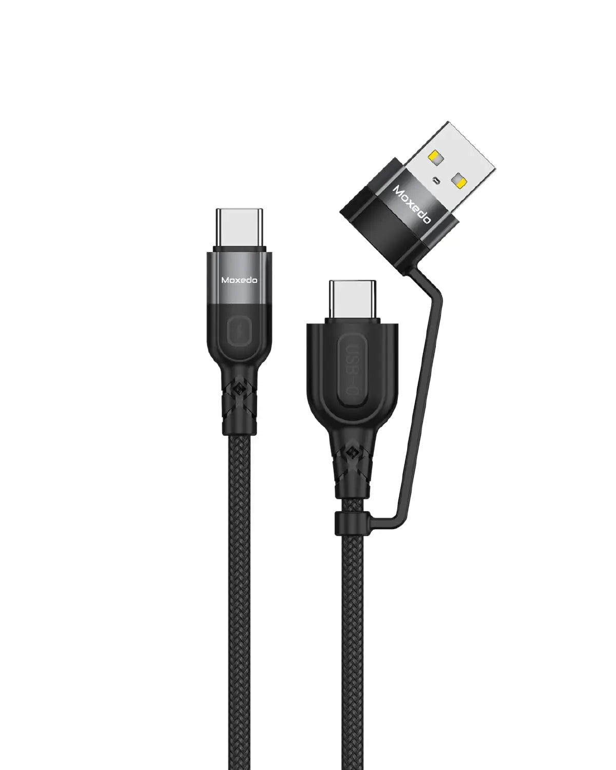 Moxedo 2 in 1 Charging Cable 30W Power Delivery Interchangeable USB-A/USB-C to L 1.2 Meters Braided Nylon Cable (Black)