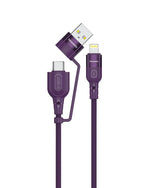 Moxedo 2 in 1 Charging Cable 30W Power Delivery Interchangeable USB-A/USB-C to L 1.2 Meters Braided Nylon Cable  (Purple)