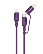 Moxedo 2 in 1 Charging Cable 60W Power Delivery Interchangeable USB-C to USB-C/L 1.2 Meters Braided Nylon Cable  (Purple)