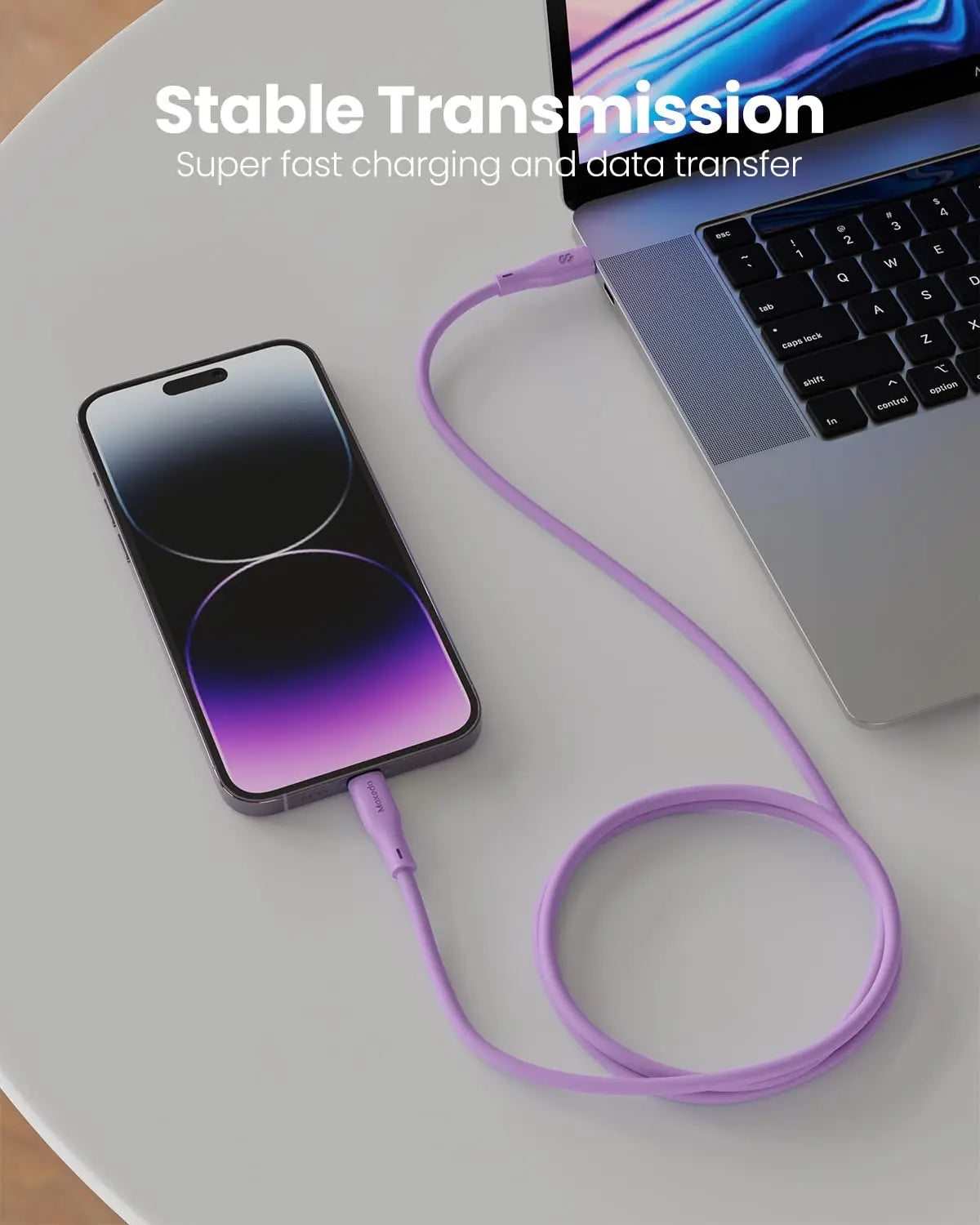 Moxedo CavoX Pro USB-C to Lightning Silicone Cable 27W PD Fast Charge and Data Sync 1.2m (Purple)