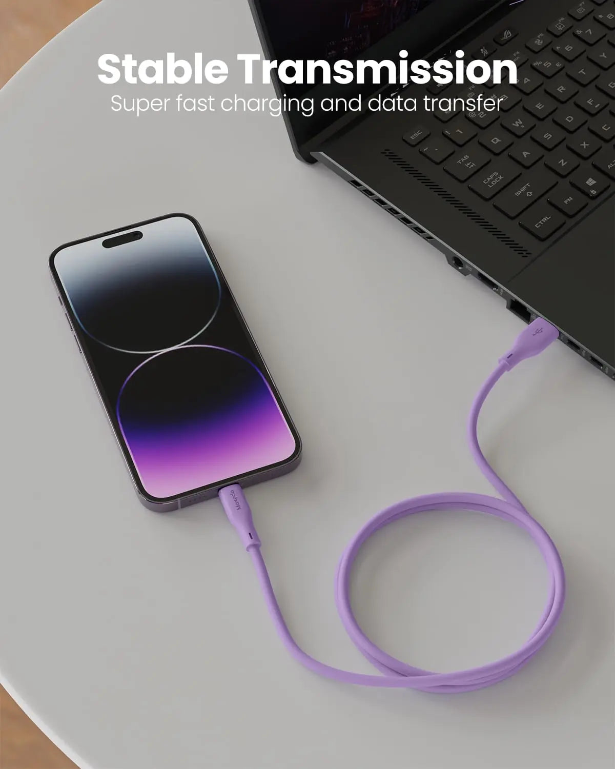 Moxedo CavoX Pro USB-A to Lightning Silicone Cable 2.4A Fast Charge and Data Sync 1.2m (Purple)