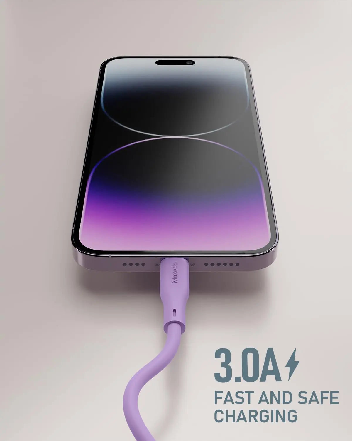 Moxedo CavoX Pro USB-A to Lightning Silicone Cable 2.4A Fast Charge and Data Sync 1.2m (Purple)