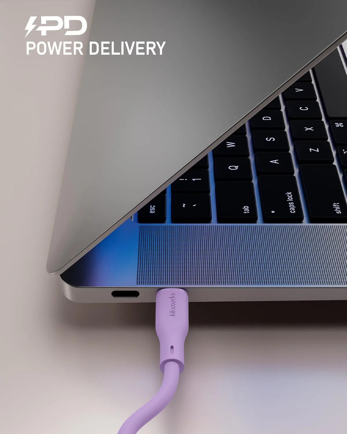 Moxedo CavoX Pro USB-C to USB-C Silicone Cable 60W PD Fast Charge and Data Sync 1.2m (Purple)