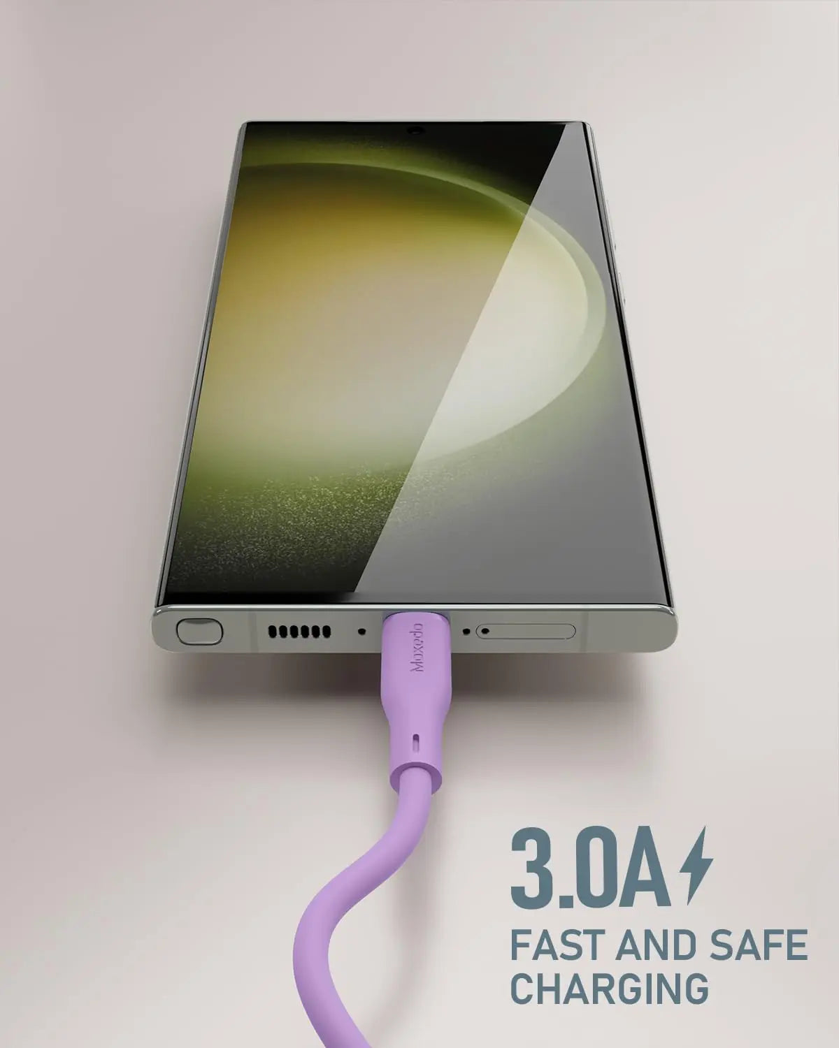 Moxedo CavoX Pro USB-A to USB-C Silicone Cable 3.0A Fast Charge and Data Sync 1.2m (Purple)