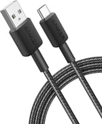 كابل Anker 322 USB-A إلى USB-C (مضفر بطول 3 أقدام/0.9 متر) - أسود