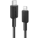 كابل Anker 322 USB-C إلى Lightning (مضفر بطول 6 أقدام/1.8 متر) - أسود