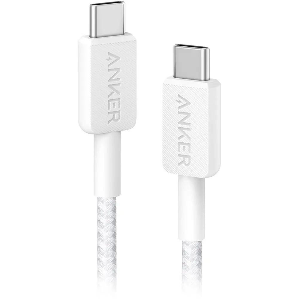 Anker 322 USB-C to USB-C Cable 60W (6ft/1.8m Braided)  – White