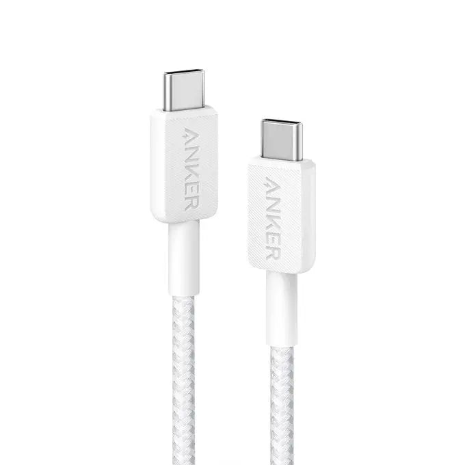 Anker 322 USB-C to USB-C Cable 60W (3ft/0.9m Braided) - White