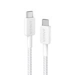 Anker 322 USB-C to USB-C Cable 60W (3ft/0.9m Braided) - White