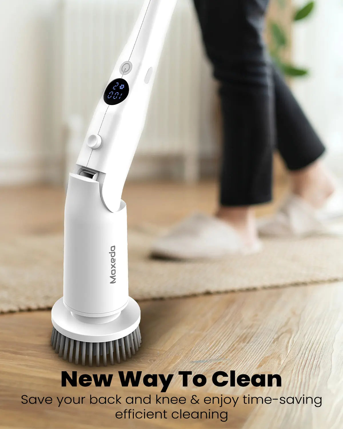 Moxedo 8 in 1 Electric Cleaning Brush Cordless Handheld Spin Scrubber Detachable Telescopic Handle with 8 Replaceable Brush Heads