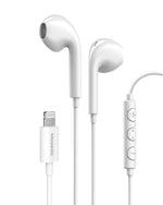 Moxedo Wired Stereo Lightning Earphone with In-Line Remote, Built-in Microphone Compatible for iPhone 14/13/12/11 Pro Max/X/XS Max/XR (White)