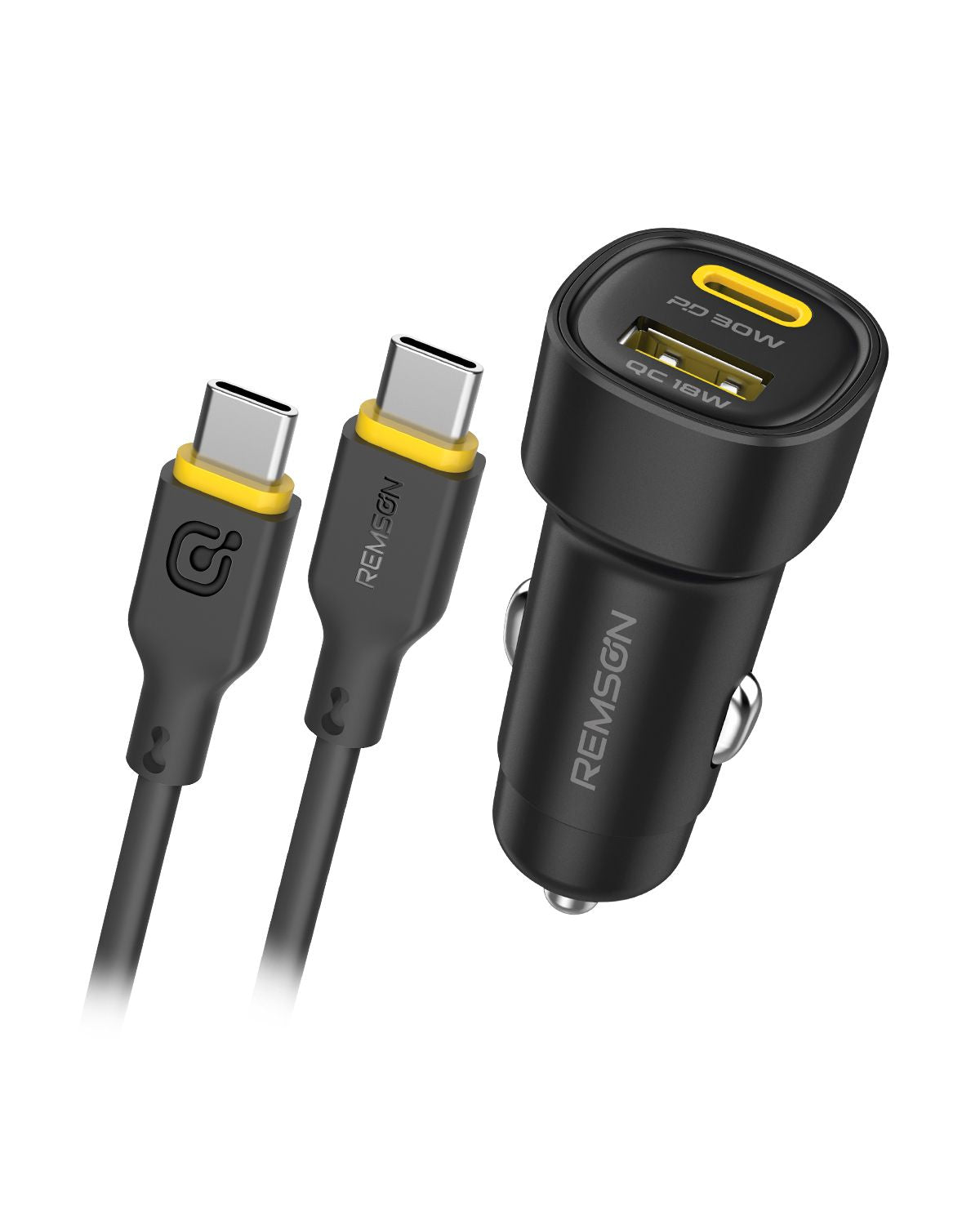 Remson Neo Power Car Charger PD 48W 1 USB-C Port/ 1 USB-A Port and 1 USB-C Cable Fast Charging Compatible For iPhone 16 Pro/ Pro Max/16/15/14/13/12, Galaxy, S24/S23/S22/S21, iPad Pro 6/Air 5