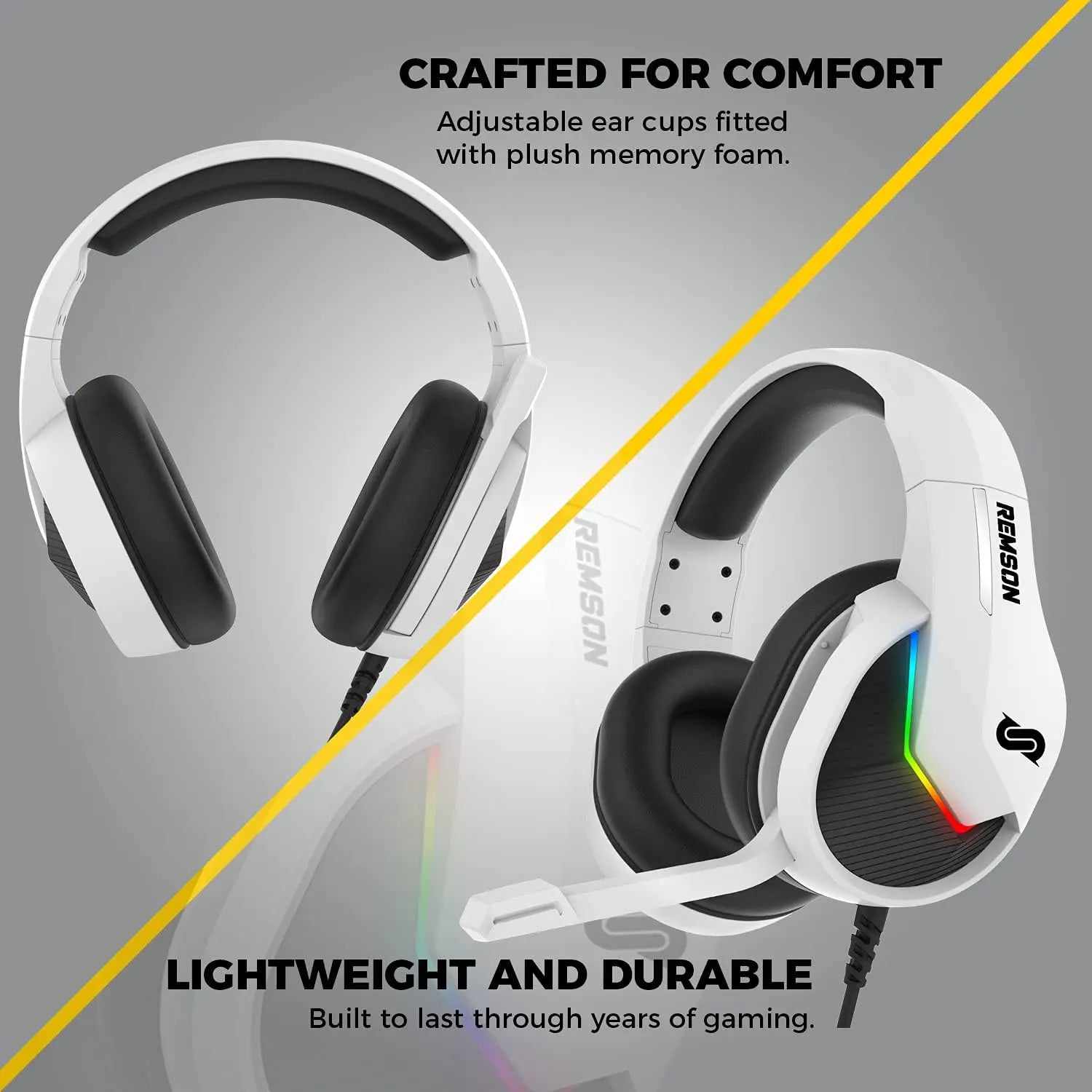 Remson Kyma 7.1 LED RGB Gaming Headset For PS5, Gaming Consoles, PC's, Laptops, Mac Book, Nintendo and Xbox - Wired USB Over Ear Headset with volume control - Noise Cancelling with Mic Remson