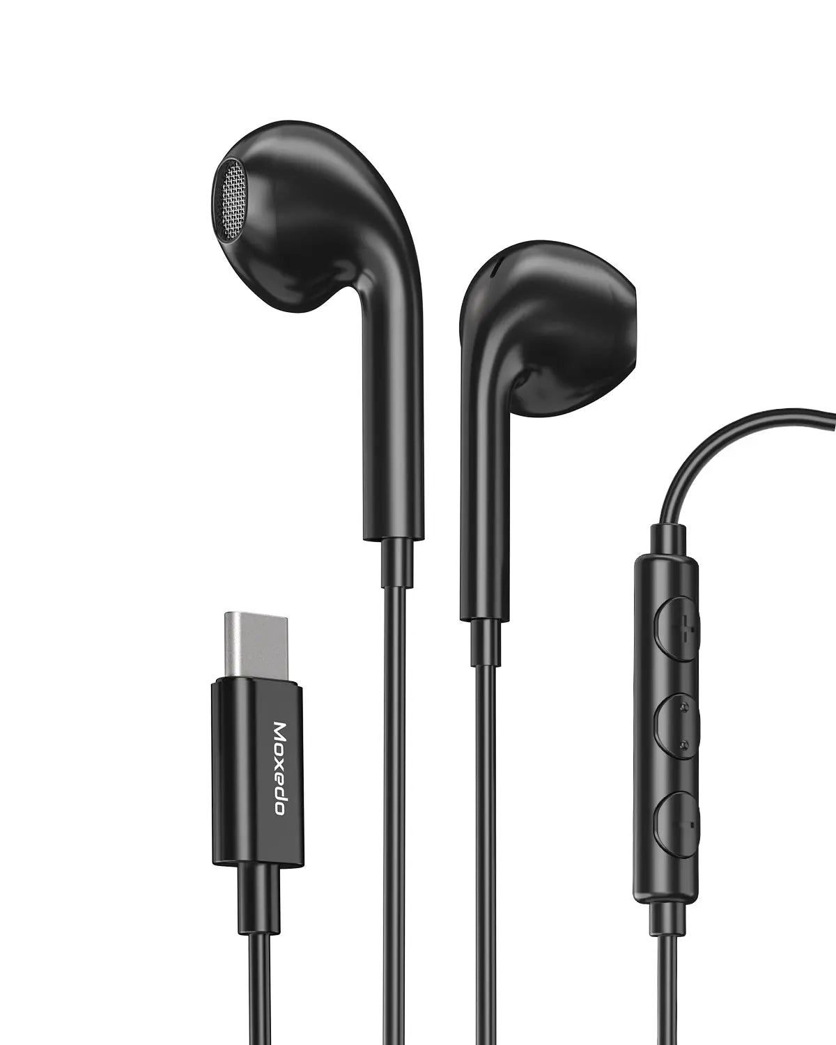 Moxedo Wired Stereo Earphone USB Type-C Connector Earphone with In-Line Remote, Built-in Microphone - Black