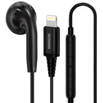 Apple MFi Certified] Remson Wired Mono Single MFi Lightning Connector Headphone/Earphone/Earbud with In-Line Remote - Black