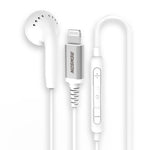 [Apple MFi Certified] Remson Wired Mono Single MFi Lightning Connector Headphone/Earphone/Earbud with In-Line Remote - White