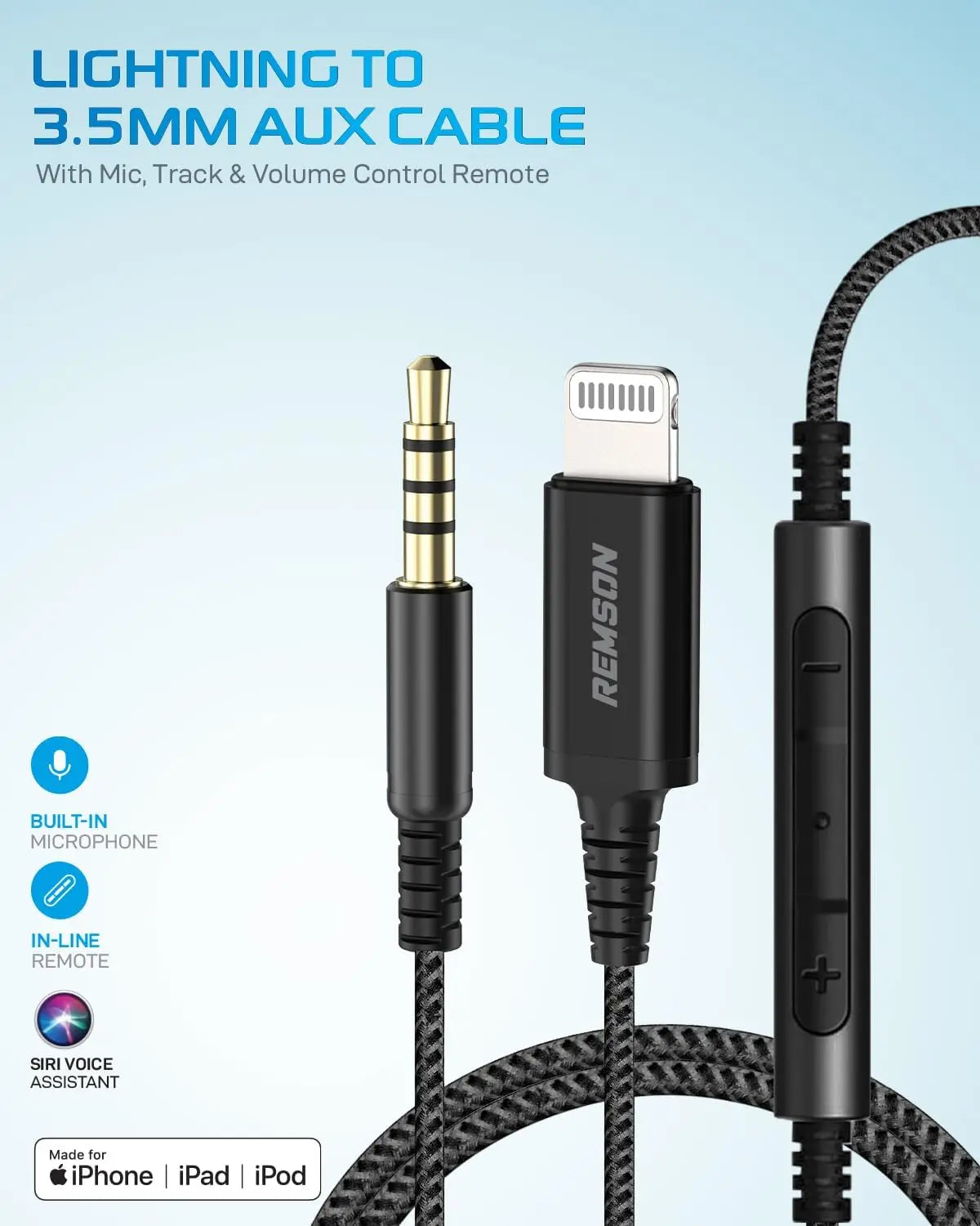 Apple Lightening Aux to 3.5 mm cable