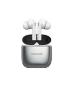 سماعات أذن Moxedo True Tunes TWS اللاسلكية بتقنية البلوتوث، ميكروفون مزدوج، مقاومة للعرق IPX4، التحكم باللمس، إلغاء الضوضاء ENC - فضي (تحديث 2024)