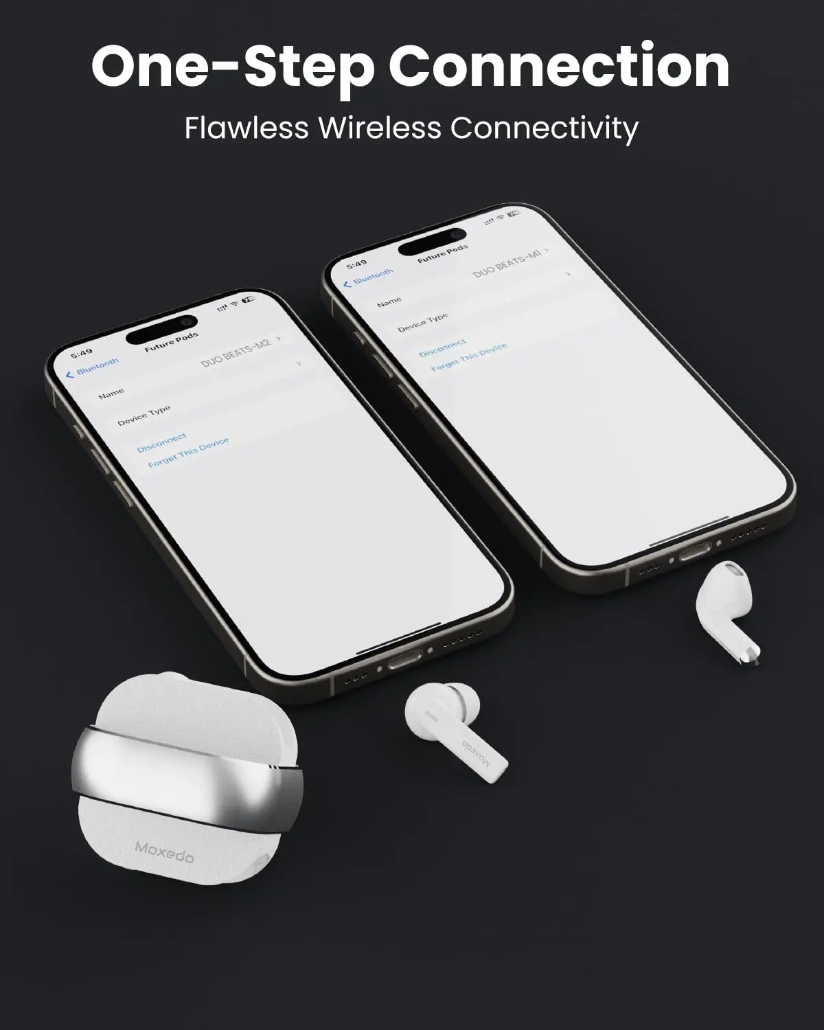 Moxedo Duo Beats 2 in 1 Wireless Bluetooth 5.3 Earbuds Dual Microphone Clear Calls, IPX4 Sweat Resistance Easy Touch Control, ENC Noise Reduction Technology - Silver