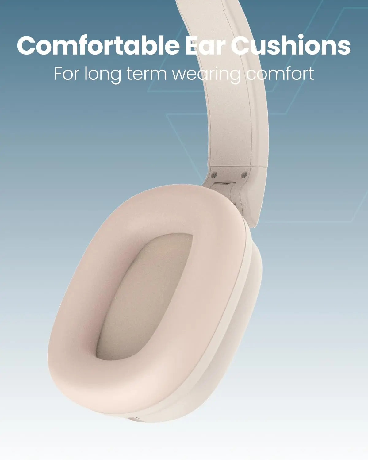 Moxedo Rave Bass Wireless ANC Headphone 42dB Active Noise Cancelling Over-Ear Headphone Dual Powered - Beige