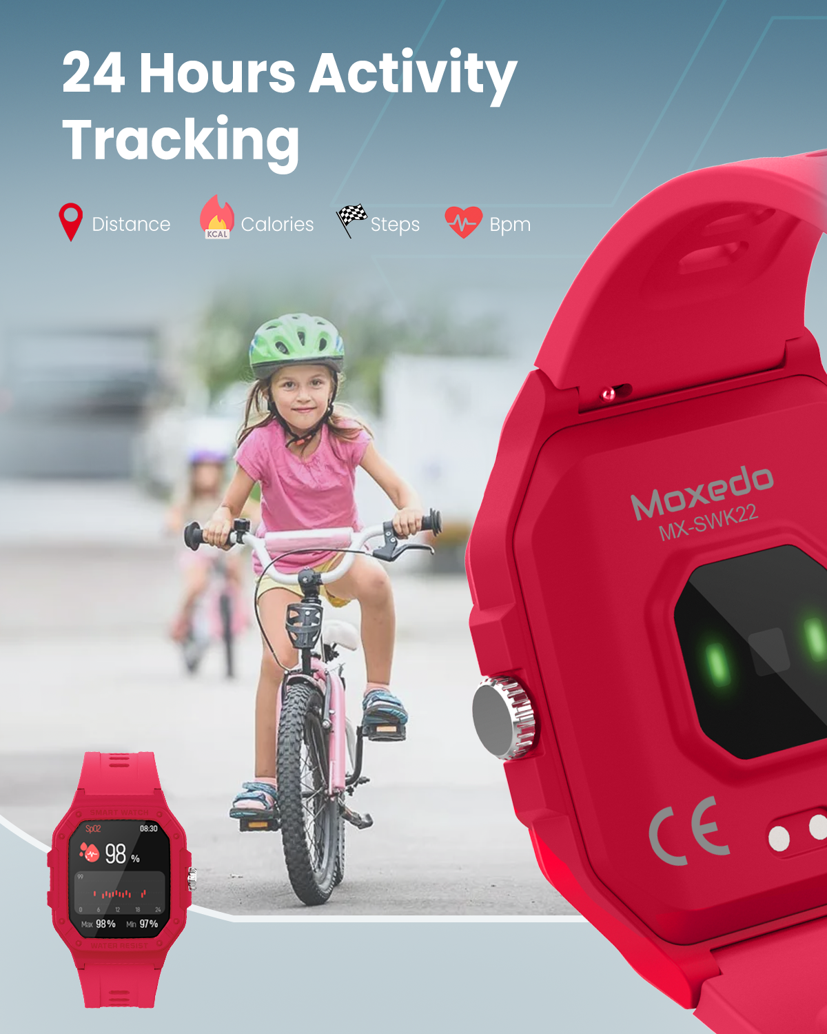 Moxedo Junior Smartwatch – The Ultimate Smartwatch for Kids Aged 4-12 - Red