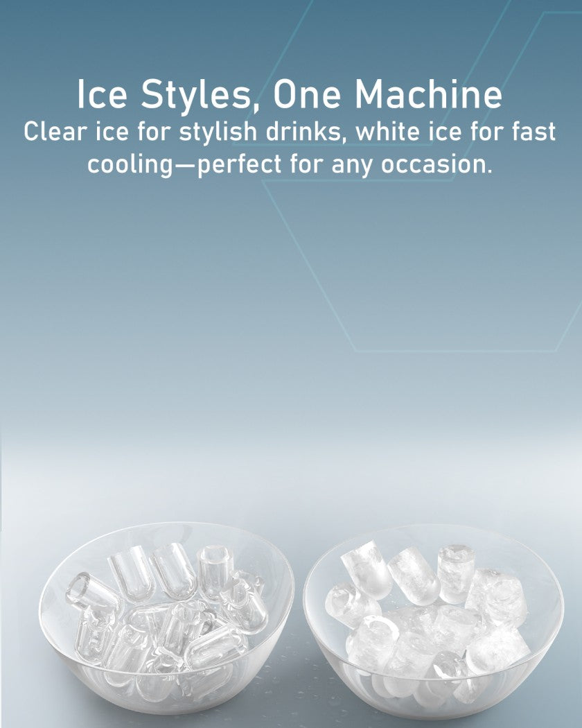 Moxedo Electric Countertop Automatic Ice Maker Machine, Portable Self-Cleaning with Hand Scoop and Basket, 9 Bullet Ice Cubes in 6 Mins, 12KG/24H, 2 Sizes of Ice, Ideal for Home, Kitchen, Office, Party, Bar