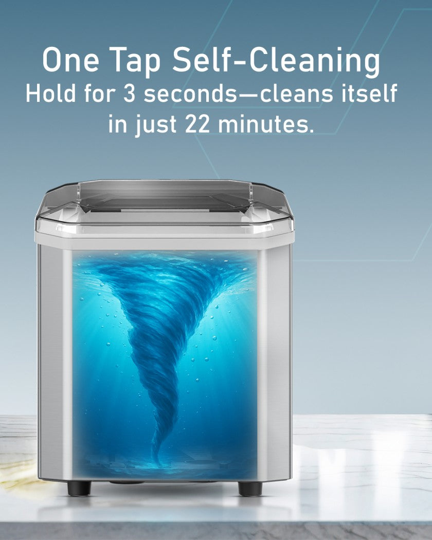 Moxedo Electric Countertop Automatic Ice Maker Machine, Portable Self-Cleaning with Hand Scoop and Basket, 9 Bullet Ice Cubes in 6 Mins, 12KG/24H, 2 Sizes of Ice, Ideal for Home, Kitchen, Office, Party, Bar