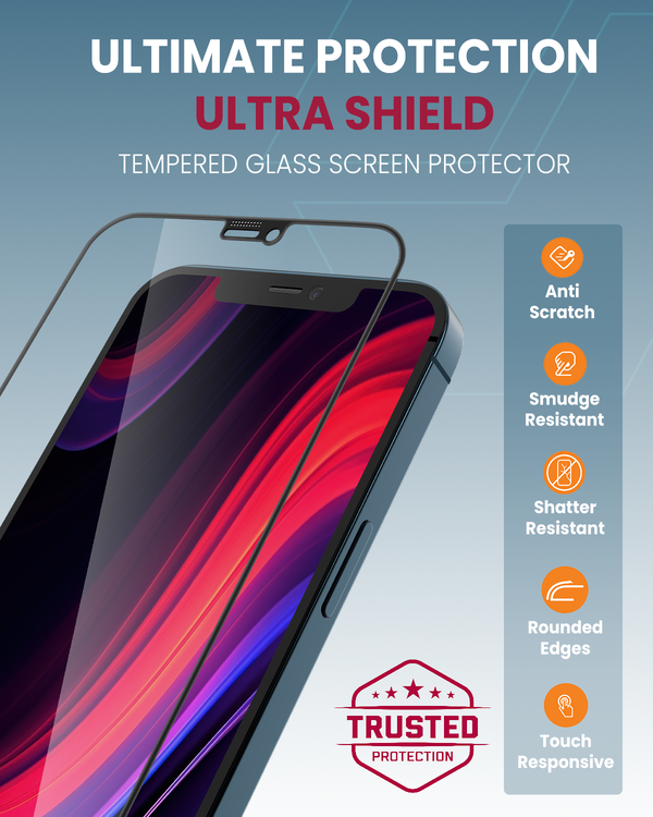 Moxedo Ultra Shield Tempered Glass Screen Protector HD Clear 9H Hardness Full Coverage with Auto-Align Easy Applicator for iPhone 12 Pro 6.1 inch