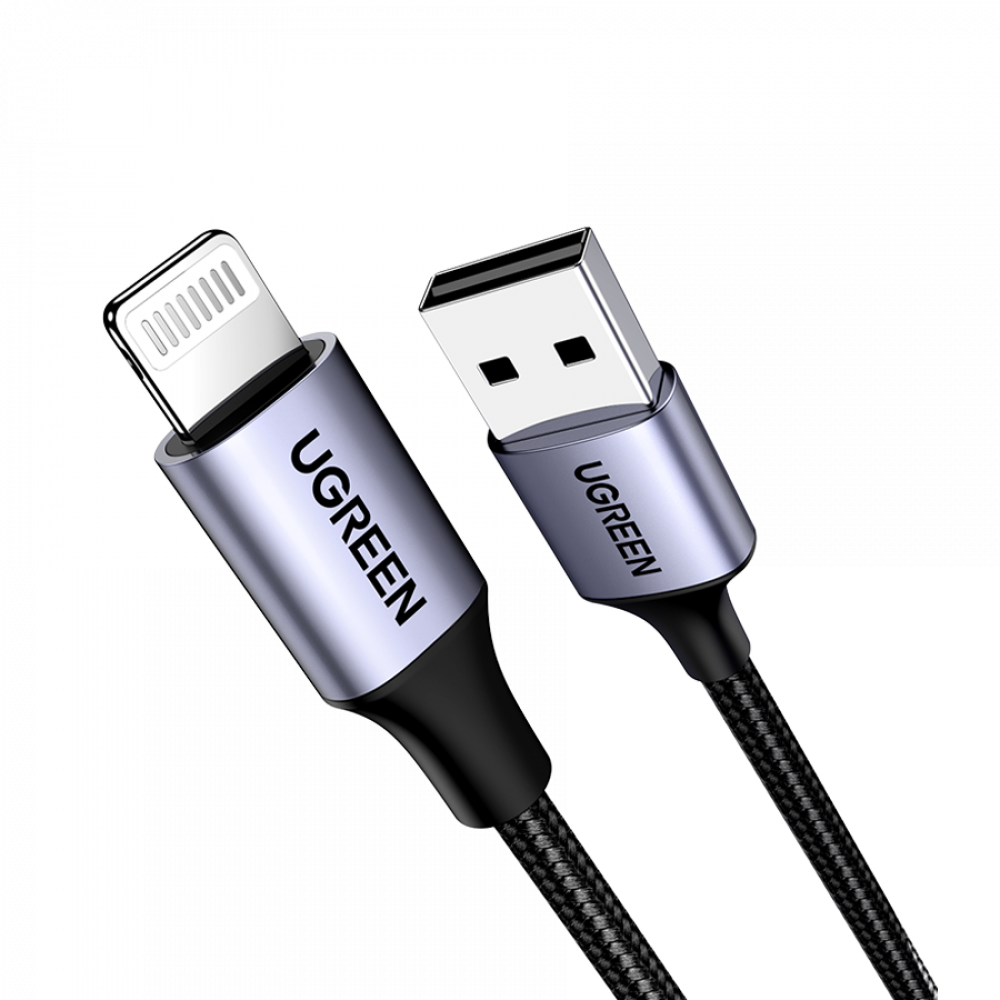 UGREEN USB-A to Lightning Cable (2m, Braided) - Black