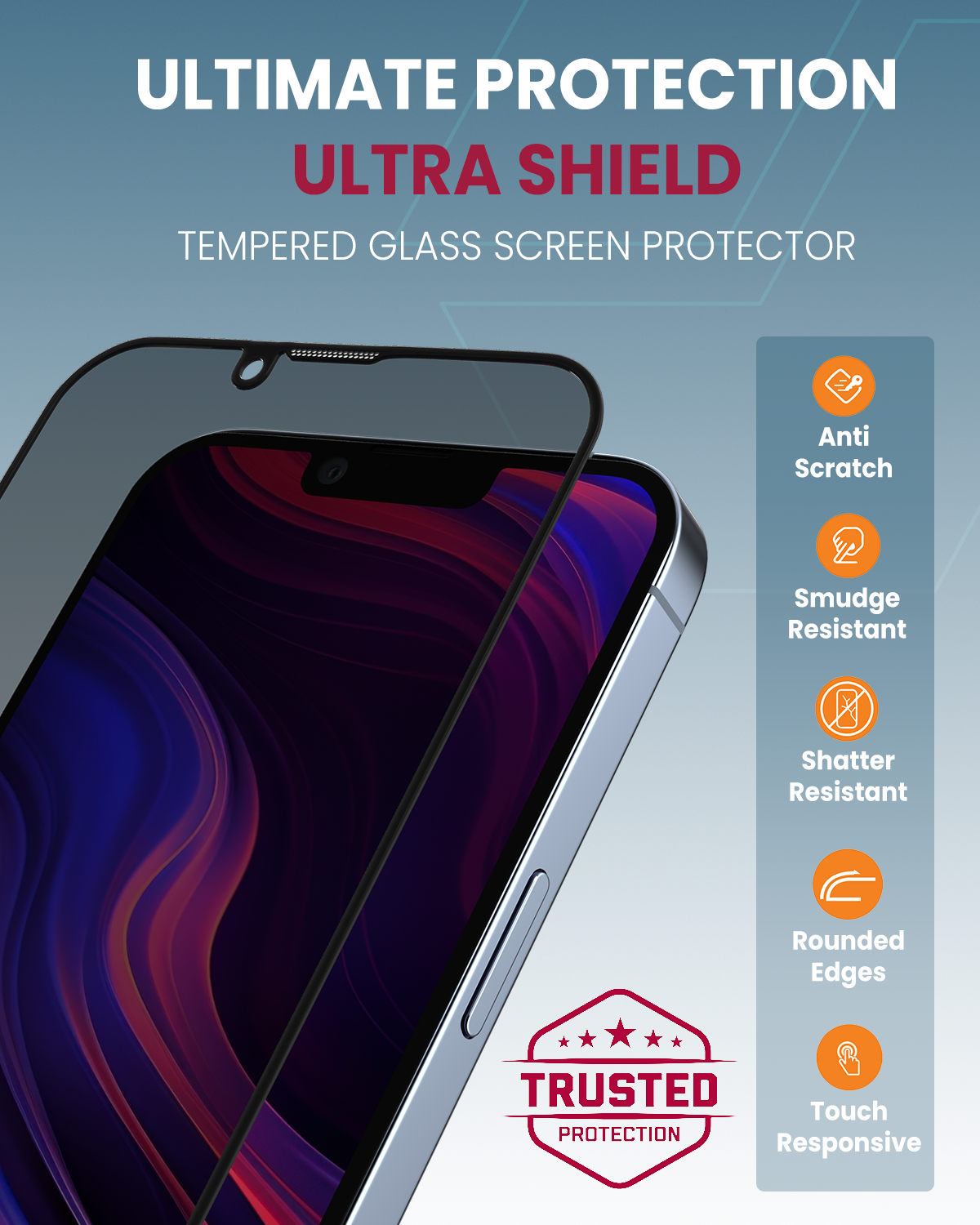 Moxedo Ultra Shield Tempered Glass Screen Protector Privacy 9H Hardness Full Coverage Anti-Spy Protection with Auto-Align Easy Applicator for iPhone 13 Pro Max 6.7 inch