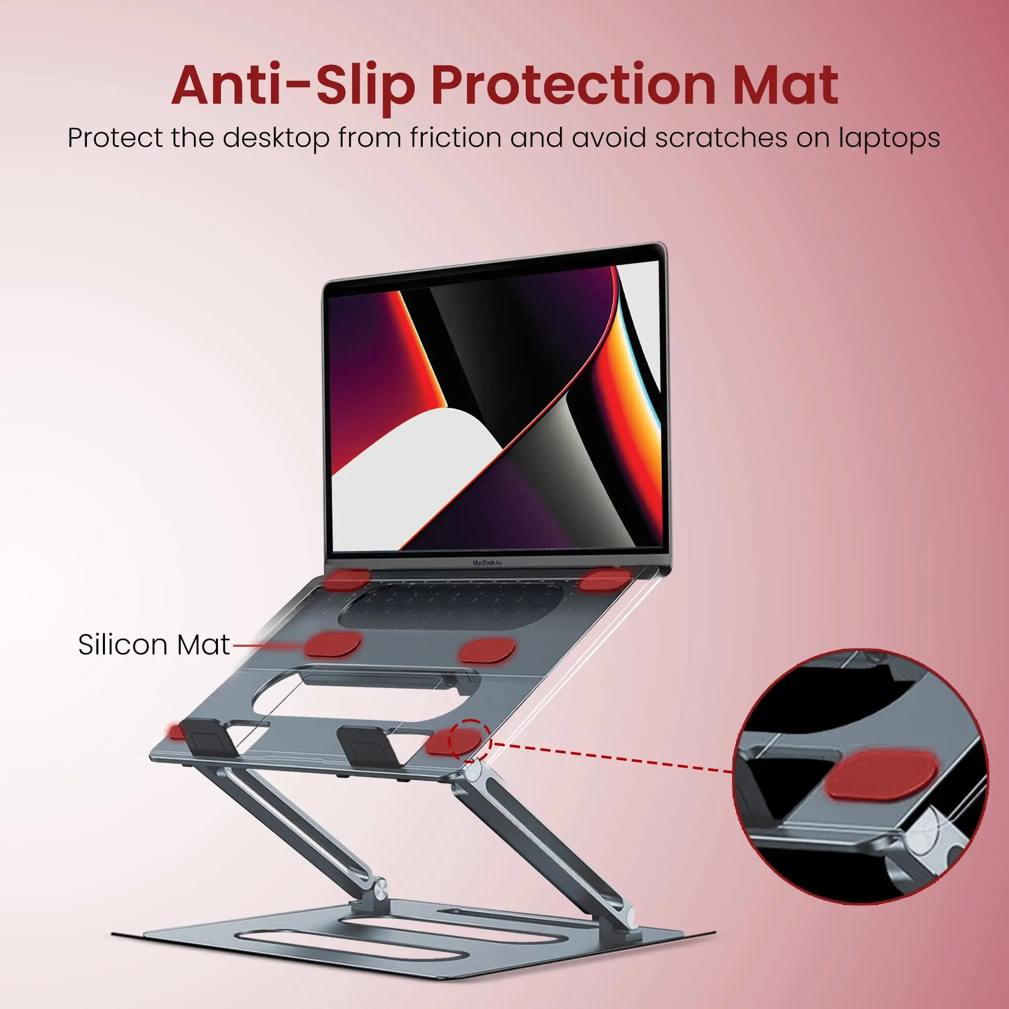 Moxedo Foldable Aluminum Laptop Stand With Phone Holder Compatible for MacBook Apple Mac Pro Air Dell Hp and More Laptops 11 Up to 15 inch