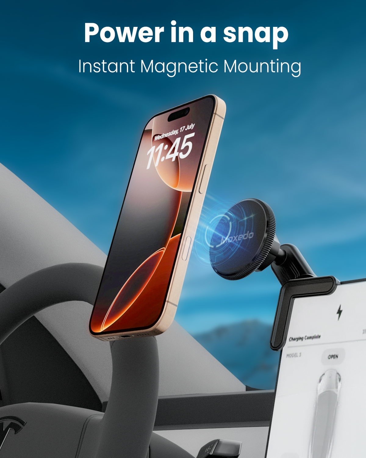 Moxedo Clip-On Magnetic Bracket  Safety and Comfort for Your Car's Phone Holder