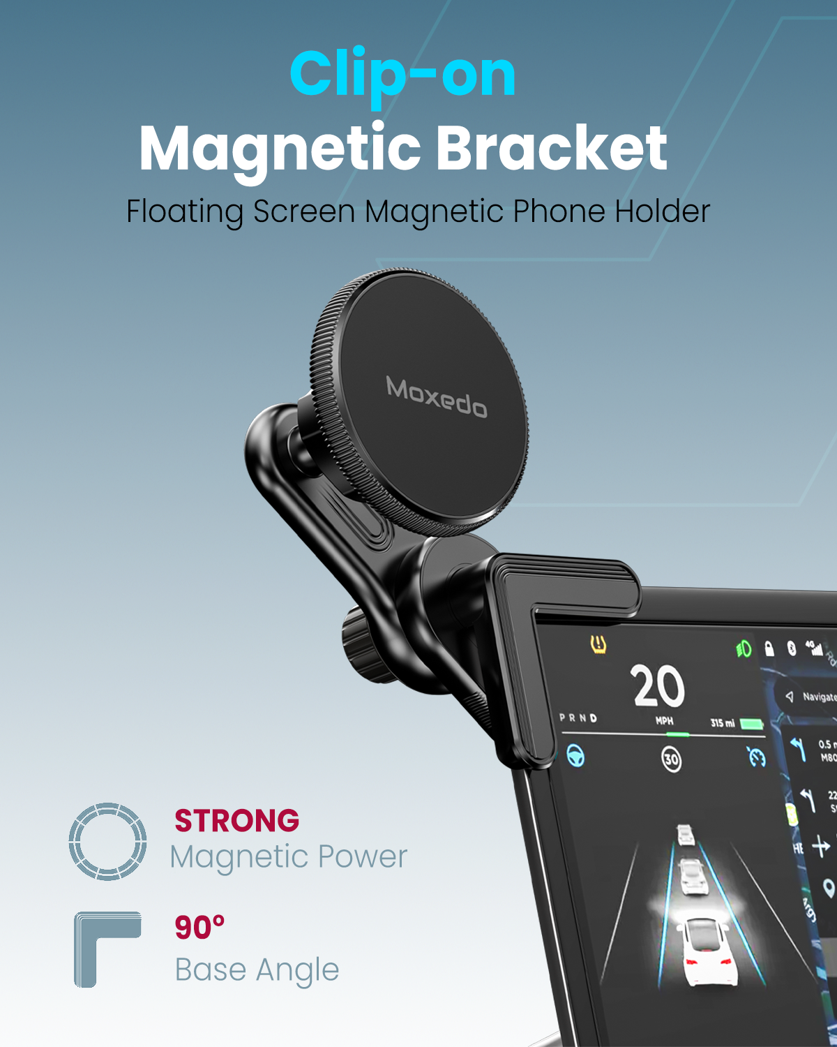 Moxedo Clip-On Magnetic Bracket  Safety and Comfort for Your Car's Phone Holder