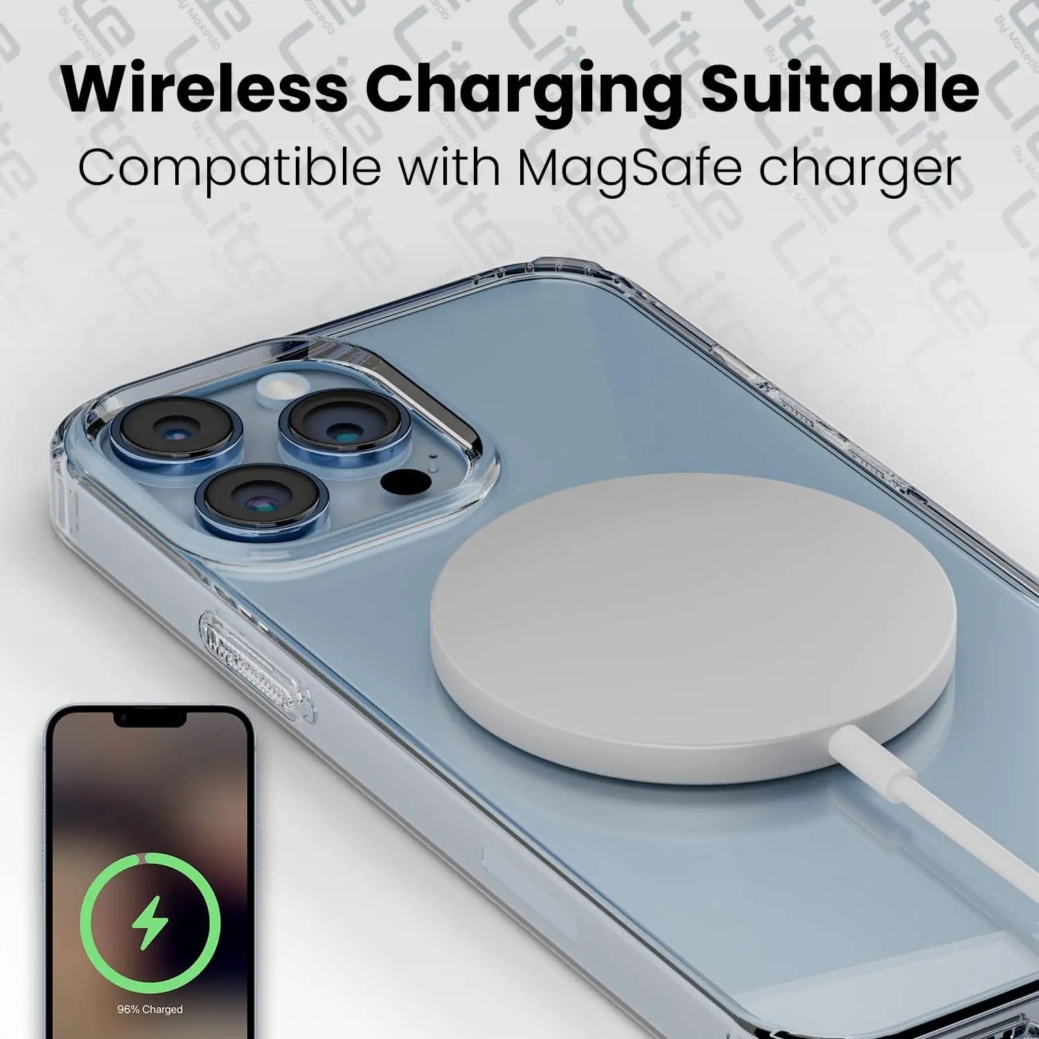 Moxedo Lite Crystal-Clear Magnetic Case Wireless Charging with 9H Tempered Glass Screen Protector Compatible for iPhone 13 Pro Max Moxedo