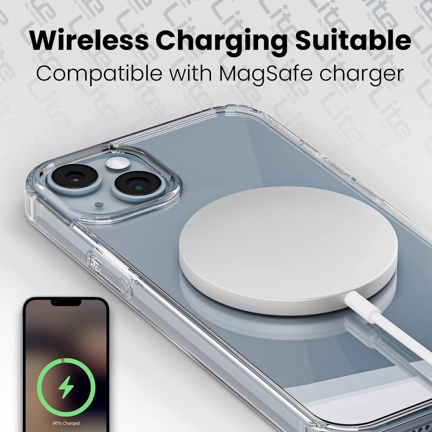 Moxedo Lite Crystal-Clear Magnetic Case Wireless Charging with 9H Tempered Glass Screen Protector Compatible for iPhone 14 Moxedo